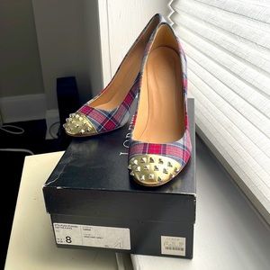 J.Crew | Etta Plaid Studded Cap Toe Pumps (Sz 8)
